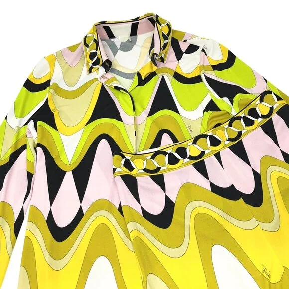 EMILIO PUCCI Vintage Logo Multicolor Shirt Pants Set #38 Button Zip [106008] - Picture 6 of 16